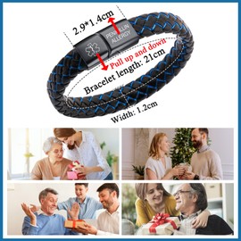 Toplstud Men's Leather Bracelet, Medical Alert Bracelet for Men Women, Penicillin Allergy Medical ID Bracelets Wristband for Dad Husband