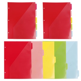 AUEAR, 3 Sets Multicolor 5 Tab Dividers for Ring Binder with Pocket Plastic Paper Tabs Office