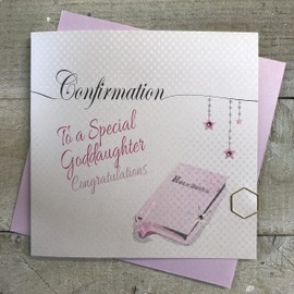 Confirmation To a Special Goddaughter Congratulations Card Pink Holy Bible
