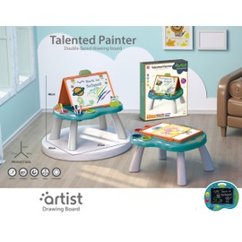 Easel for Kids, Tabletop Art Standing Easel Double Magnetic Drawing Board with Painting Accessories, Birthday Christmas Gift for Boys and Girls