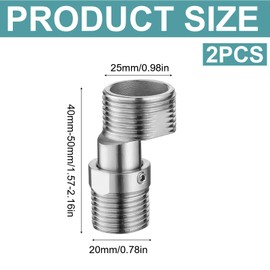 Pack of 2 S Connection Made of Stainless Steel 360° Rotating S-Connector Shower Fitting Adapter with 2 Allen Keys and 2 Raw Material Straps for Bathroom and Kitchen