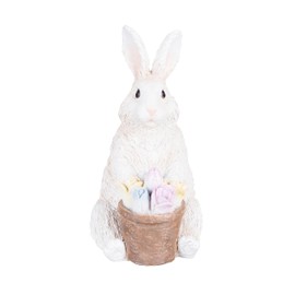 C&F Home Easter Bunny With Flower Basket Figurine White
