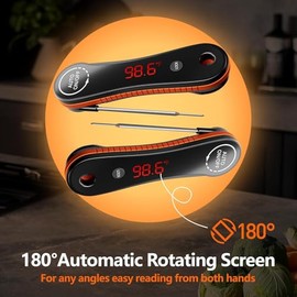 Paysean Prenda impermeable de lectura instantánea IP67 de Digitaces del termómetro de carne para cocinar | Exacta temperatura auto giratoria retroilum