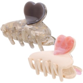 MAGICLULU 2pcs Heart Hair Clips for Women Large Jaw Claw Clips for Hair Heart-Shaped Hair Clamps for Long or Thick Hair