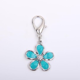 XKSRWE Bling Rhinestones Flower Charm Pendant Jewelry for Pet Dog Cat Puppy Necklace Collar Accessory (Blue)