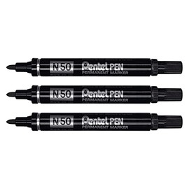 Pentel N50 Permanent Markers Pens Pack of 3 Paste 2 mm – black