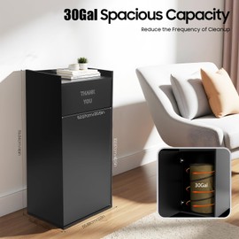 Commercial Trash Can, Trash Bin Cabinet W/Tray Rack 40 Gallon, 110LBS Heavy Duty, 30L Board Garbage Bin with Swing Door, for Self-Service Restaurant, Office, Cafe, Cafeteria, Food Courts, Black