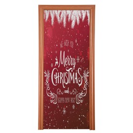 Qilmy - Funda para puerta de Navidad, lavable, tela de alta elasticidad, impermeable, para el hogar, decoración de fiestas en interiores y exteriores, 89 x 200 cm