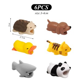 6 Pieces Of Small Animal Data Cable Protective Cases, Creative Data Cable Protective Cases, Cute Data Cable Protective Cases, Data Cable Accessories