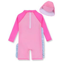 PURFEEL Girls Rashguard Swimsuit Long Sleeve One Piece Bathing Suit UPF 50+ UV Swimwear 2-3T,Pink Dinosaur Sunsuit