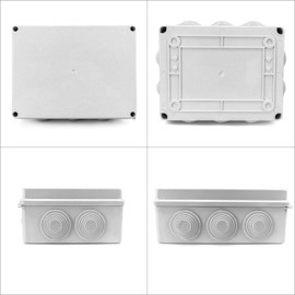 QWORK® Surface-Mounted Junction Box, Junction Box, Waterproof, Dustproof, IP65, ABS Plastic, Universal Electric Project Enclosure, White, 200 x 155 x 80 mm
