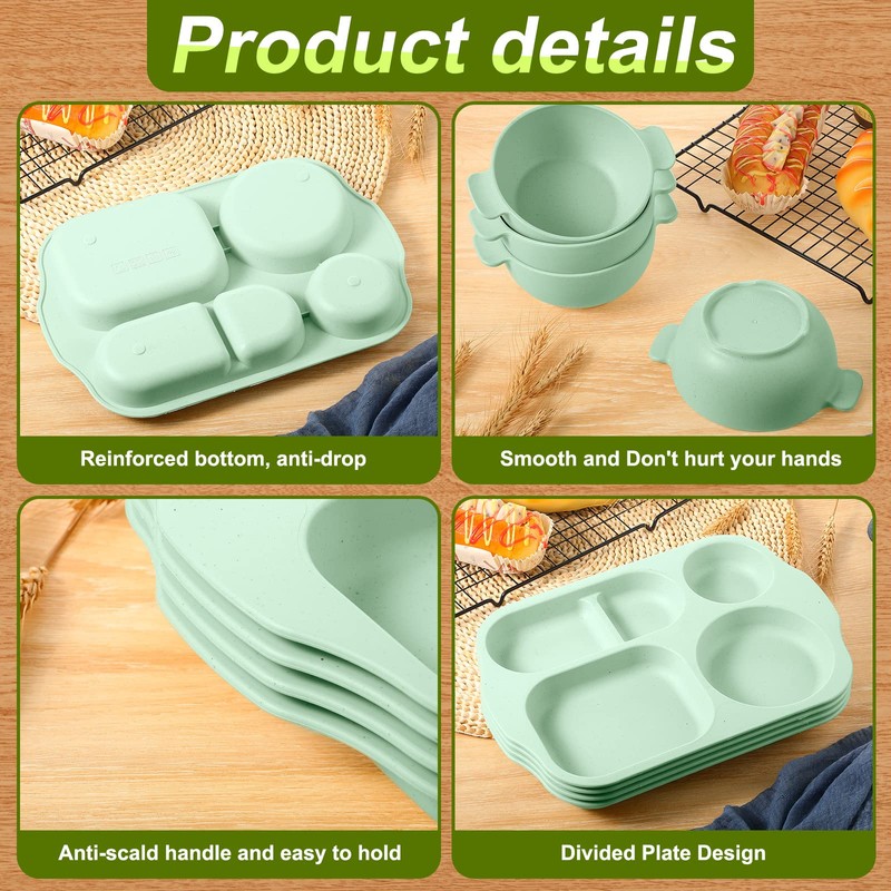 24 Pcs Wheat Straw Dinnerware Cutlery Set for Aldult Including