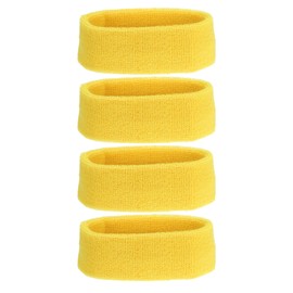PATIKIL Sweatband Headbands, 4 Pcs Terry Cloth Sweat Band for Women Men Sports Basketball Tennis Athletic Gym Working Out, Yellow