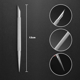 Miaija 2Pcs Nail Cuticle Pusher Nail Peeling Pedicure Tools Professional Stainless Steel Cuticle Remover for Fingernails and Toenails Exfoliating（12cm）