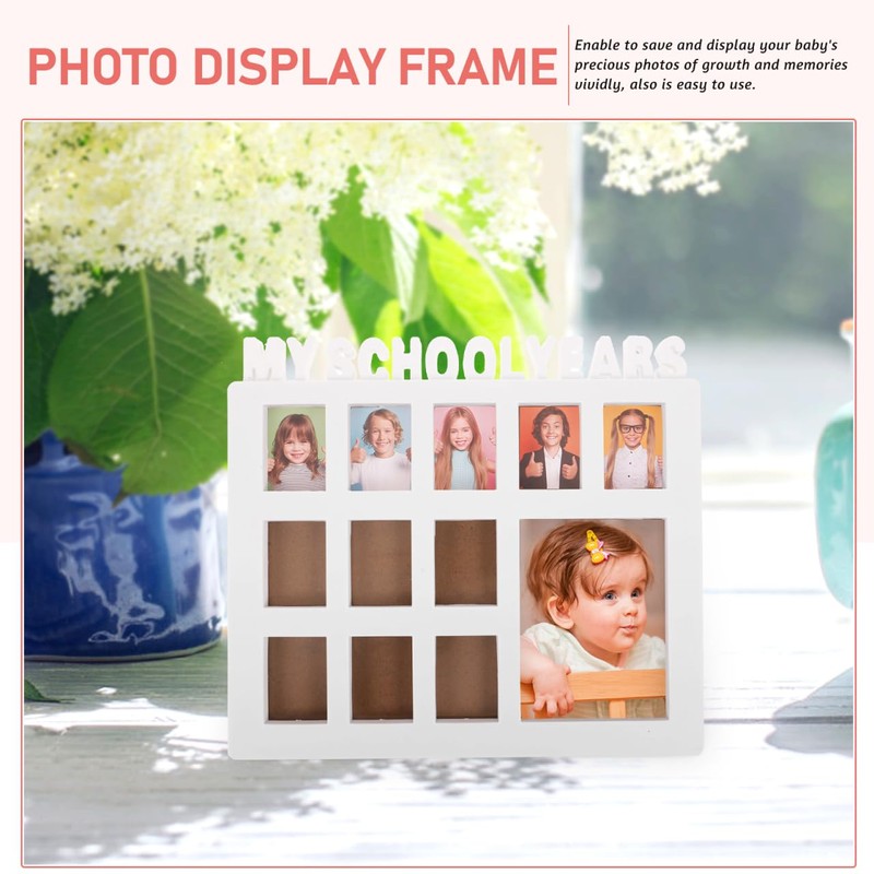 Alipis Year Photo Display Holder, White Pvc Frame, 11x9.8 Inches,