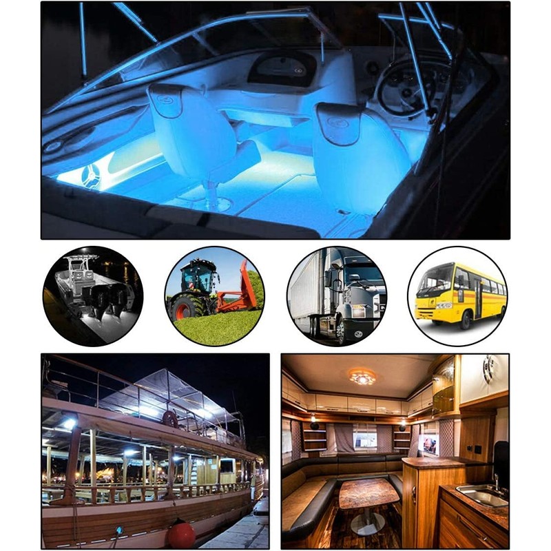 Bkinsety 4 Pack LED Boat Light 12V Round Marine Lamp
