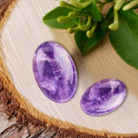 Healing Crystal Palm Stone,Amethyst Thumb Worry Stone for Anxiety,Pocket Worry Stone for Stress Relief Reiki Meditation (Amethyst, 60 * 40 * 20mm)
