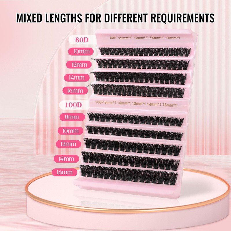Sixstarhair Individual Eyelashes 80D+100D Thick Cluster Lashes with Bond and