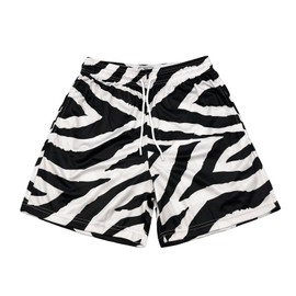 MECH-ENG - Pantalones cortos gráficos para hombre, para entrenamiento, boxeo, estilo retro, estilo casual, atlético, correr, malla con cordón, Cebra, Small