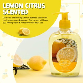 SIMPLE PLEASURES Premium Hand Soap Collection - Lemon Scent, 7.9 oz Bottle with Jumbo 61.4 oz Refill - Goodhousekeeping Seal Approved - Multiple Scents Lemon Hand Soap Dispenser Refills