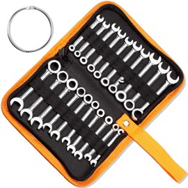 LEONTOOL Mini Spanner Set, 20 Pieces, 5/32"-7/16", 0.2 - 0.4 - 0.4 inches (4 - 11 mm), Mini Wrench Set, One Eyed Single Ended Spanner, Spanner Wrench Set, Combination Wrench Set, Includes Pouch,