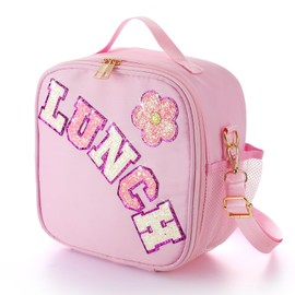 Insulated Kids Lunch Bag with Adjustable Strap - Reusable Easy to Clean Lunch Bag for Girls, Hold Kids Lunch Box Snacks Water Bottles for School, Pink