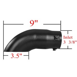 TriTrust Exhaust Tip, 2.5-3 inch inlet adjustable,Fit 2.5''/2.75''/3'' Outer diameter Tailpipe, 3.5'' Outlet 9'' Long Muffler Tip, Black Powder Coated Stainless Steel Tail Tip