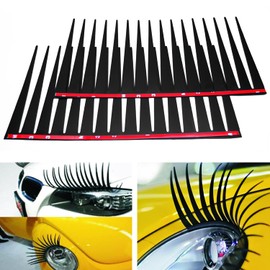 2 Pcs 3D Car Eyelashes Sticker Black Car Headlights Decoration Sticker Funny Car Eyelashes Car-Styling Decorative Sticker Lashes Big Long Eye Design for Women Cars Lashes Decorative Sticker