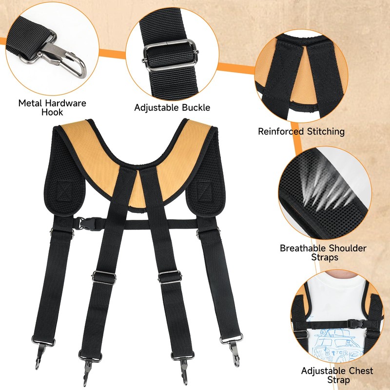 Tool Belt with Suspenders,27-Pockets Heavy Duty Tool Belts for Men