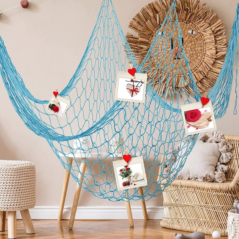 Abizarch 2 Pcs Fish Netting Decoration Beige Nautical Fish Net