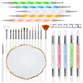 Nail Art Brush,27Pcs Set Nail Art Tools,Resin Nail Art Palette,5 Pcs Nail Art Sculpture Pen,2-way Acrylic Silicone Engraving Pen Dotting Pen Tools Nail Art Kit for Nail Art DIY