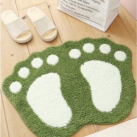 ele ELEOPTION Non Slip Bath Mat, Fast Dry Bathroom kitchen Mats Lovely Feet Patterned Soft Comfortable Water Absorbent Stylish Non-Slip Backing for Bedroom, Kitchen, Hallway, Doorway, 67x48CM, Green
