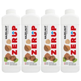 Zerup Zero Sugar Hazelnut Syrup, Sugar-Free Coffee Syrup, Zero Calories and Sugar, Keto Friendly, Ideal for Lattes, Cappuccinos, Espresso, Americano, Indulgent Taste 33.8 Oz (1L), Pack of 4