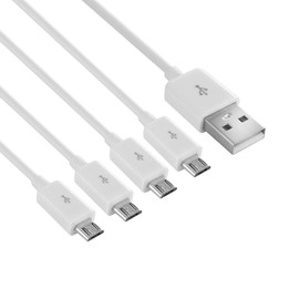 Herfair Micro USB Splitter - 4 in 1 Micro USB White Cable - USB 2.0 A Male to 4 Micro USB Male Adapter Cable Data Syncing Micro USB Charging Cord Cable (1.64ft, White)