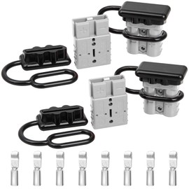 RED WOLF 50A Battery Quick Connector 6-12 AWG Jumper Cable Plug Flame-Retardant Anderson Type SB50 Plug Outdoor Power Quickly Connect/Disconnect Kit for Electrical System 12V-36V (4 PCs Grey, 50A)