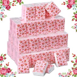 100 Packs Tissue Packs Floral Travel Tissues Packs Pocket Facial Tissues Soft Mini Small Tissues Travel Size Bulk 3 Ply Tissue Packs for Wedding Holiday Spring Picnic Party, 7 Sheets Each Pack