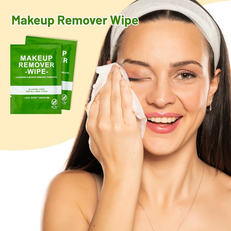 100 Count Makeup Remover Wipes Bulk Individually Wrapped, Travel Towelette