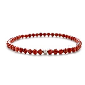 BERGERLIN Genuine Natural Stone Bracelet with 925 Sterling Silver Pearl Bracelet, for Men and Women, with Certificate of Authenticity, Stone, Jasper