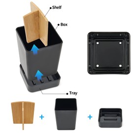 Kids Electric Toothbrush Holders for Bathrooms Counter Plastic Toothbrush Organizer and Toothpaste Holder Stand Set Small Toothbrush Caddy Storage Tray Razor Holder with Removable Base(Small Black)