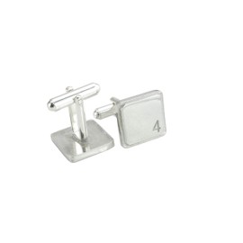 Square Cufflinks with ‘4’ Engraved - 4th Anniversary