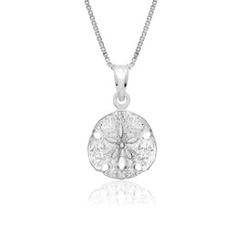 Honolulu Jewelry Company Sterling Silver Sand Dollar Beach Sea Star Necklace Pendant with 18" Box Chain