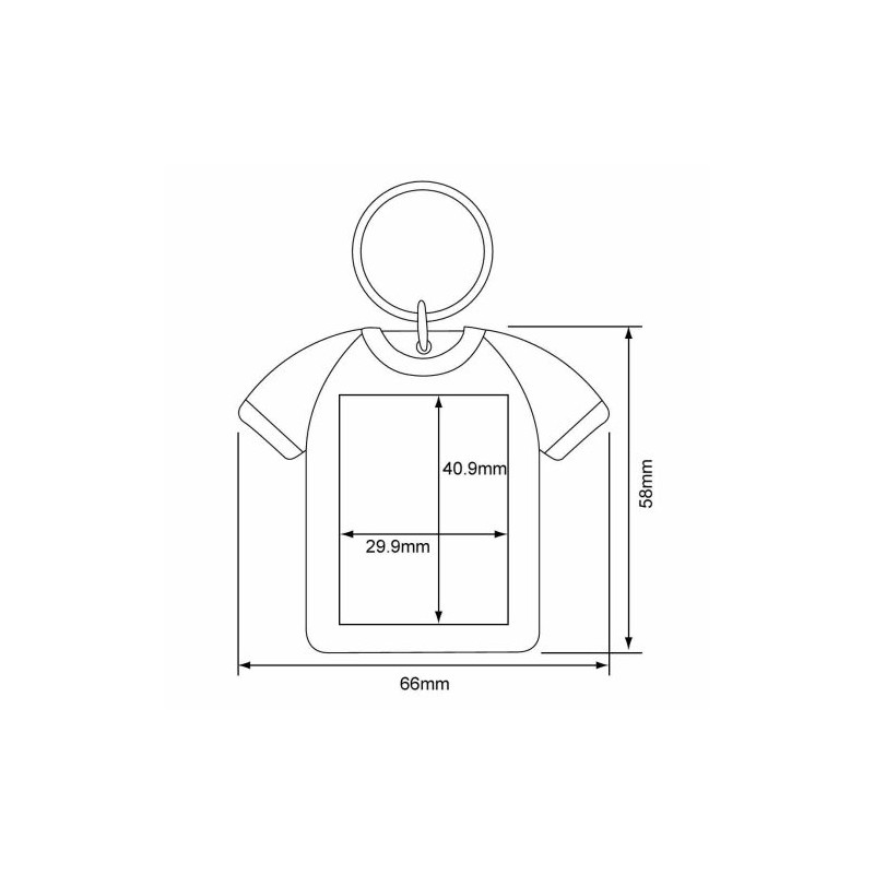 5 T-Shirt Shape Blank Photo Keyrings 41 x 30 mm