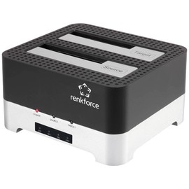 Renkforce RF-DOCKING-02 USB-A (USB 3.0) SATA 6 Gb/s 2 Port Hard Drive Copier Station 2.5 Inch 3.5 Inch with Clone Radio