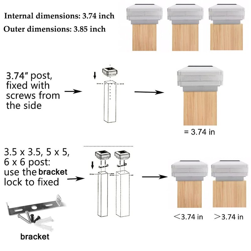 FVTLED Solar Outdoor Post Cap Lights, Solar Post Light Fits