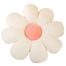 Flower Pillow, Flower Shaped Throw Pillow Flower Floor Pillow Soft Seating Cushion Room Decor Plush Pillow for Bedroom, Sofa, Bed, Reading (15 inch, White)