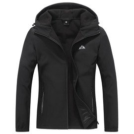 MOERDENG Women's Waterproof Softshell Jacket with Hood Fleece Lined Winter Jacket Insulated Windbreaker Hiking Jacket