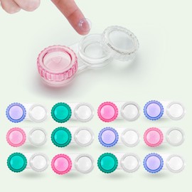 CLEAN LENS Contact Lens Case - 12 Pack Colorful Contact Case Kit Box Eye Contact Case Easy to Open Contact Lens Cases for High Graduation Lens, Colored Contacts (Model B)