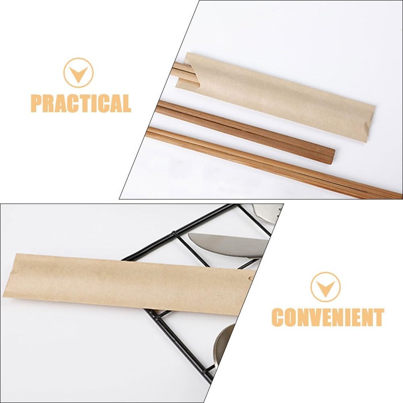 WRITWAA 200 Pieces Paper Chopsticks Set Cutlery Bag Bag Holder