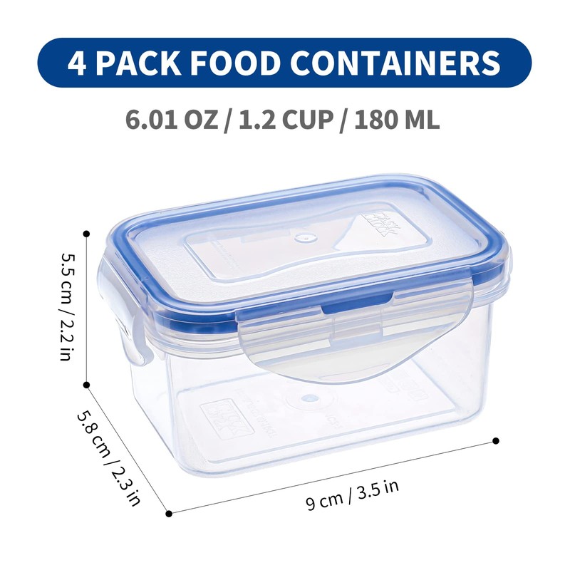 EASYLOCK 4Pack 180ML Food Storage Containers with Lids Airtight, Meal