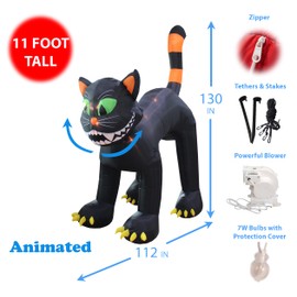 11 Foot Animated Inflatable Giant Black Cat